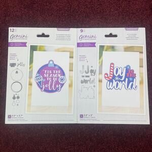 Lot 2 Gemini Papercraft Dies Christmas Holiday Ornament Joy World Jolly Snow